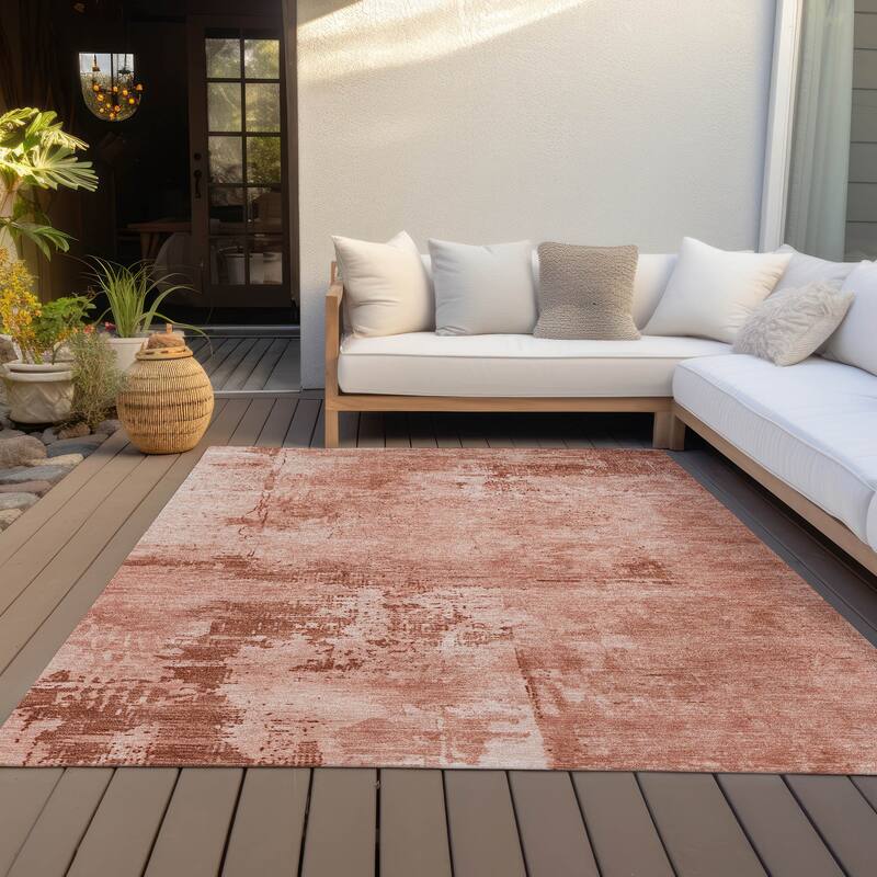 Machine Washable Indoor/ Outdoor Abstract Modern Chantille Rug