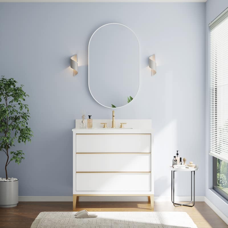 Bathroom Wall Mounted Oval Metal Framed Mirror