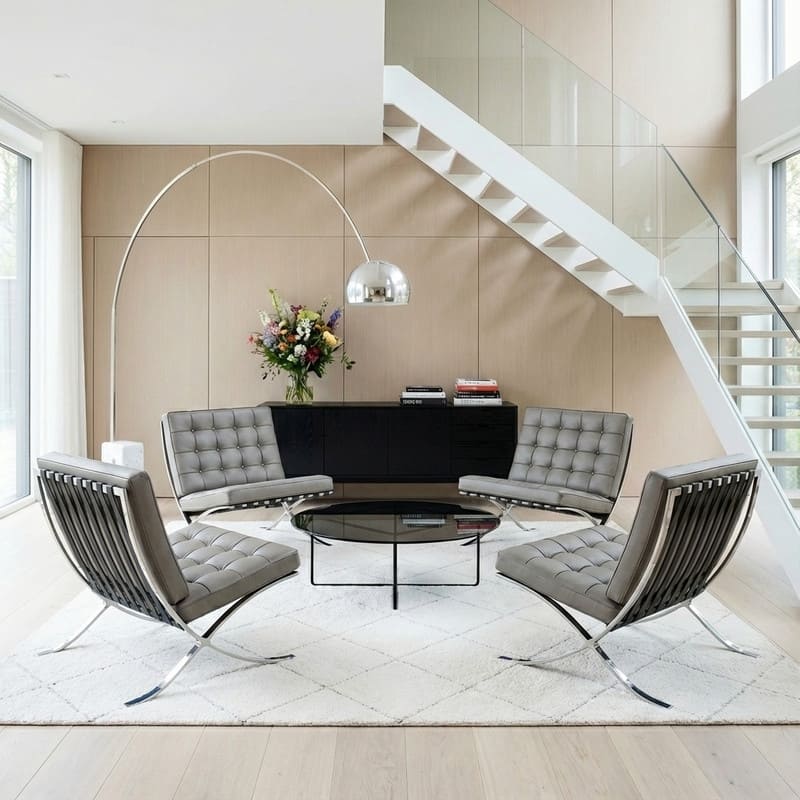 Mid Century Tufted Top Grain/ Faux Leather Upholstered Lounge Chair