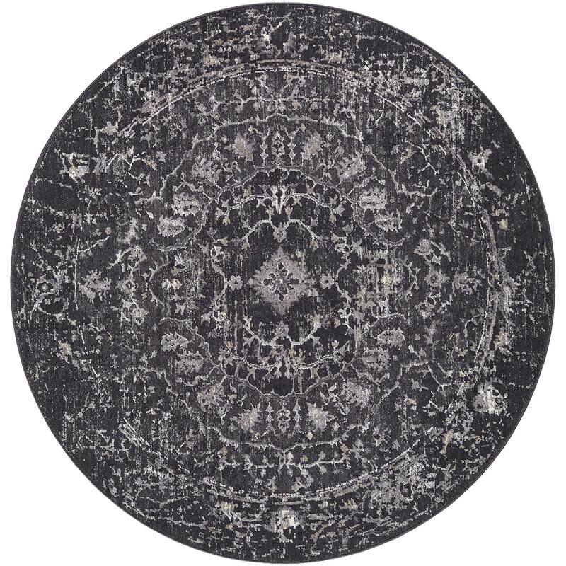 Livabliss Gakko Traditional Area Rug - Black - 6'7" x 6'7"