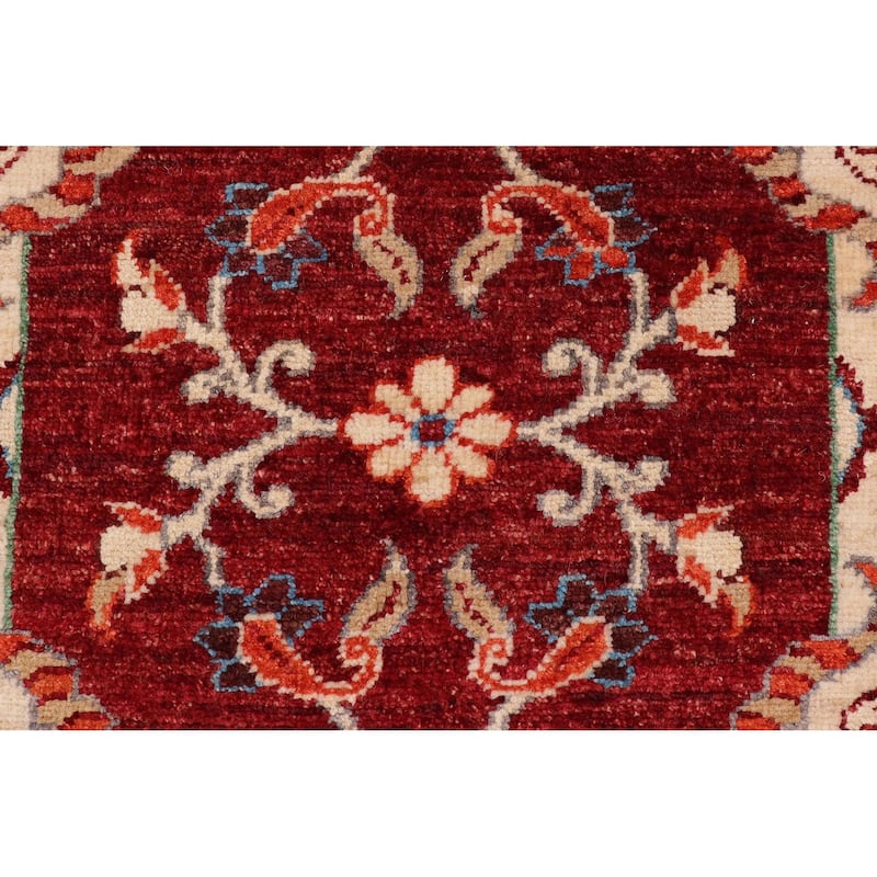 Boho Chic Ziegler Laney Red Beige Hand-Knotted Wool Runner - 1'11'' x 5'0''