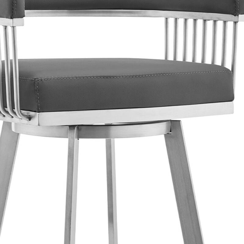 Comfortable Round Seat Low Back Bar Chair with Foam Padding Arms and Footrest for Home Bars