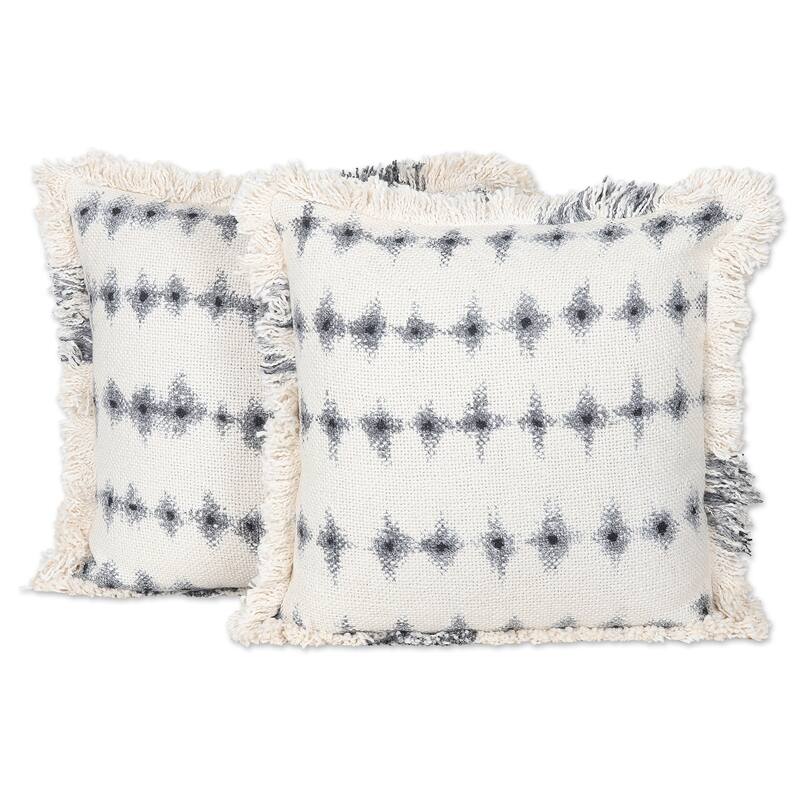 Novica Handmade Diamond Waves Tie-Dye Cotton Cushion Covers (Pair)