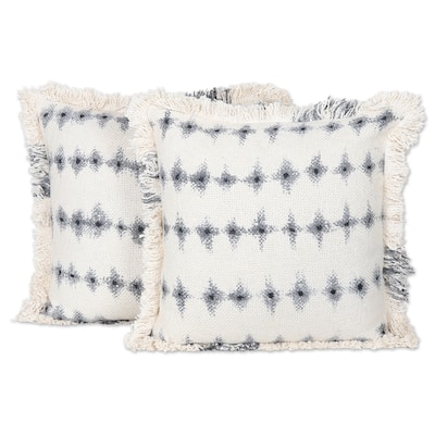 Novica Handmade Diamond Waves Tie-Dye Cotton Cushion Covers (Pair)