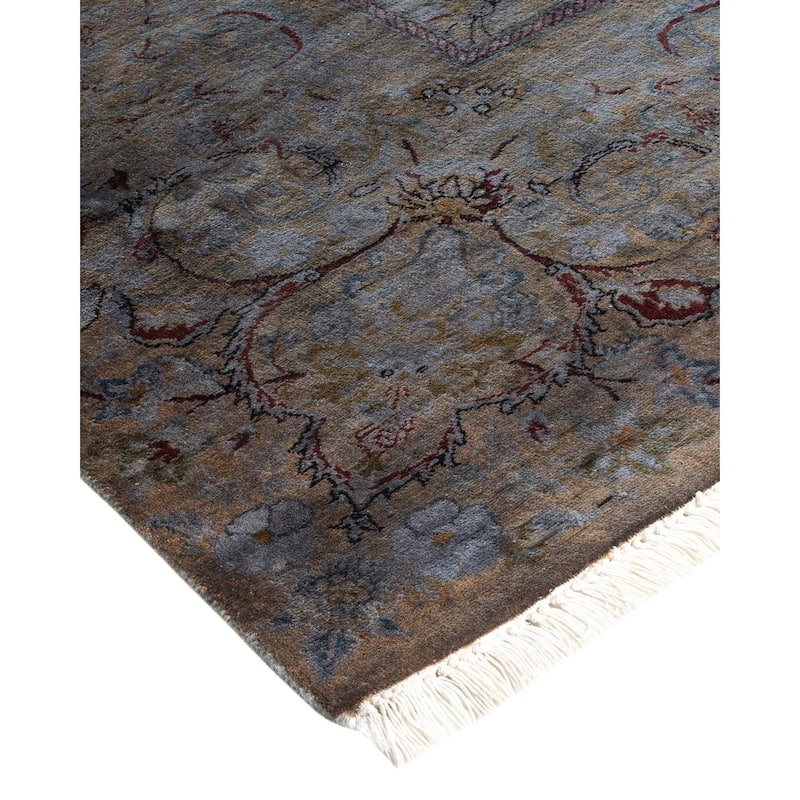 Overton Hand Knotted Wool Vintage Inspired Modern Contemporary Overdyed Gray Area Rug - 7' 10" x 10' 3"