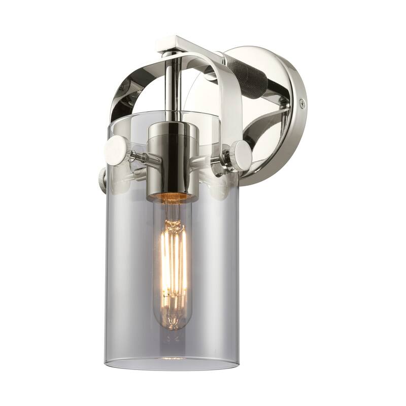 Innovations Lighting 423-1W-5-5 Pilaster II Cylinder Sconce Pilaster - Polished Nickel / Plated Smoke