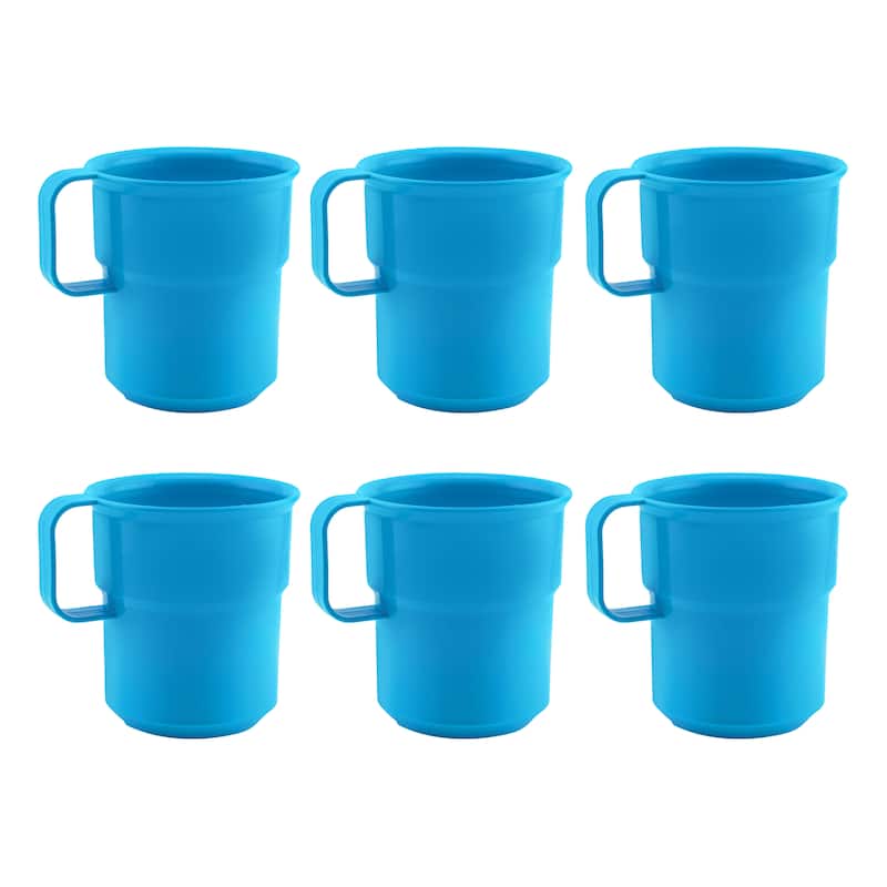 Break-Resistant Plastic Cup Mugs for Coffee, Juice - 8oz Pack of 6