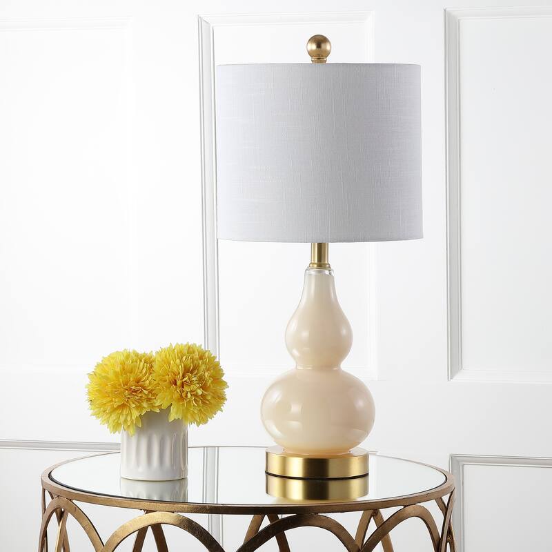 Anya 20.5" Mini Glass LED Table Lamp, Gray by JONATHAN Y