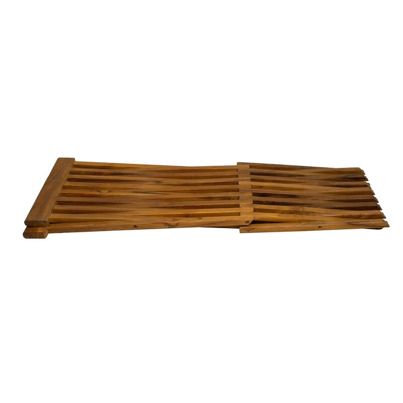 Nordic Style Oiled Teak Folding Stool with Horizontal Slats