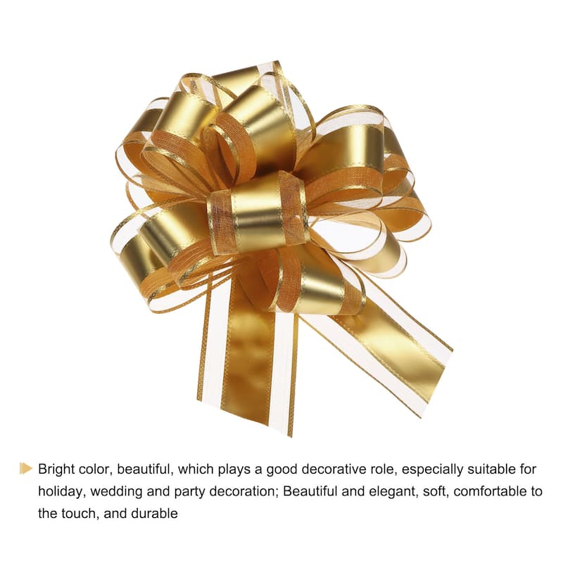 12pcs 9" Large Pull Bow Metallic Gift Wrapping Bows Ribbon Organza