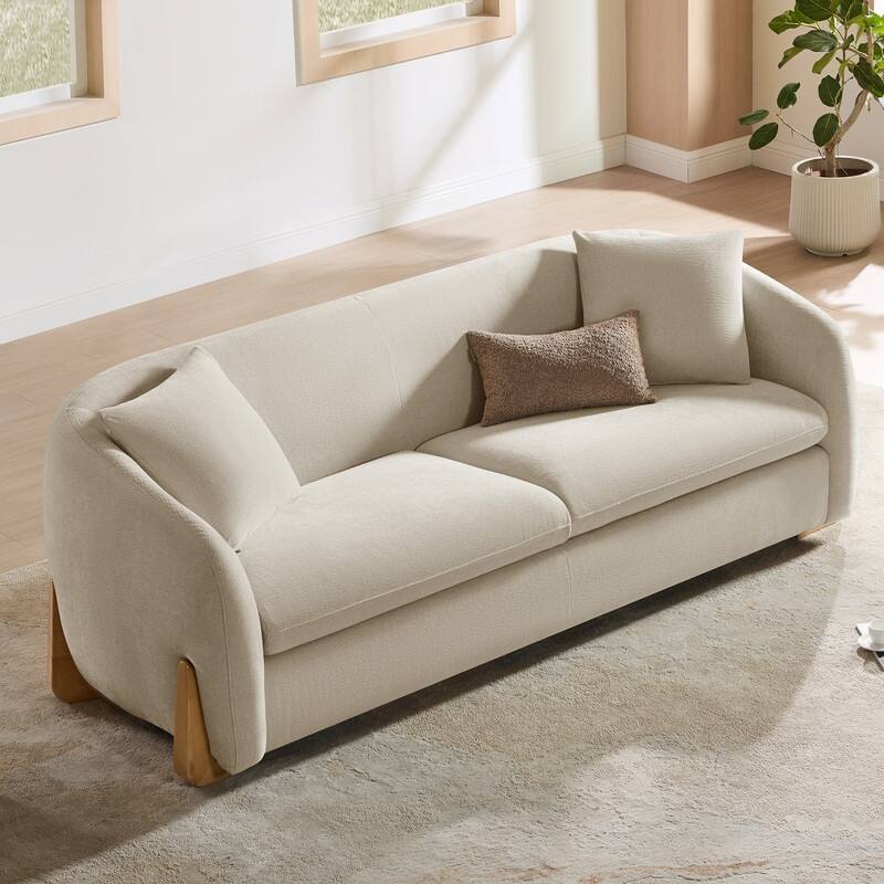 Spruce & Spring Julia Upholstered Curved Sofa Couch for Living Room