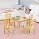 preview thumbnail 4 of 8, Gymax Kids 5 Piece Table Chair Set Pine Wood Children Play Room