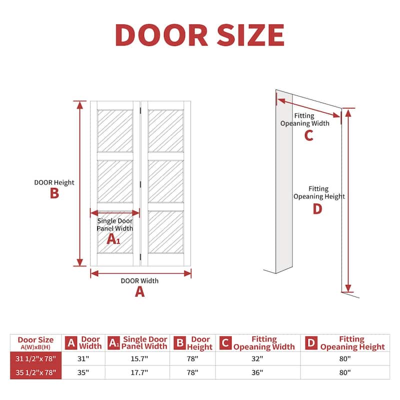 80 in.White Double 3-Lite Bi-Fold Doors Frosted Glass Solid Manufactured With Installation Hardware Kit