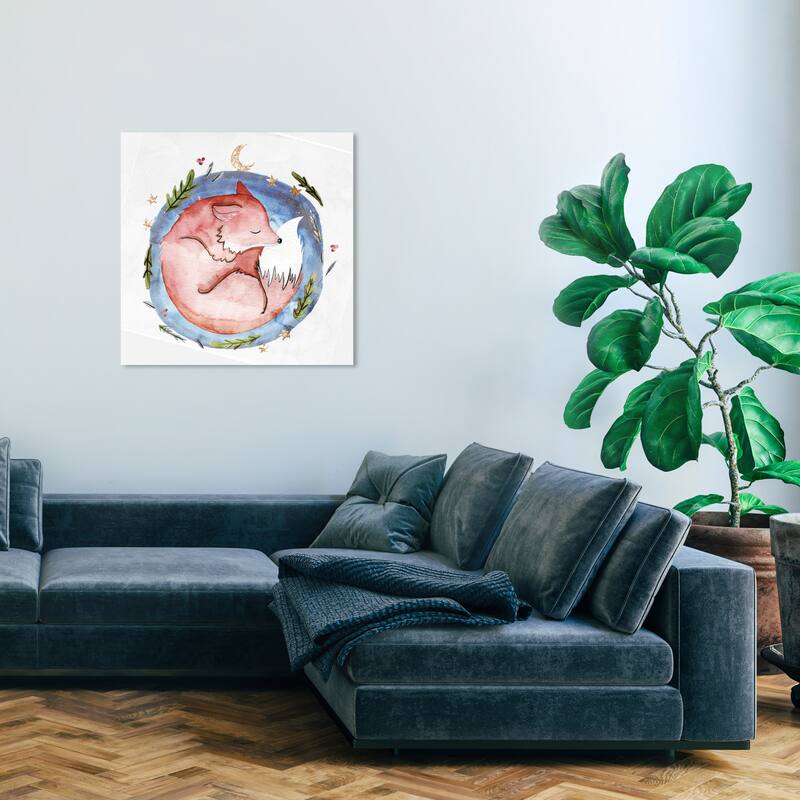 Wynwood Studio Canvas Animals Sleeping Pastel Fox Red and Maroon Rustic Wall Art Canvas Print - 30 x 30