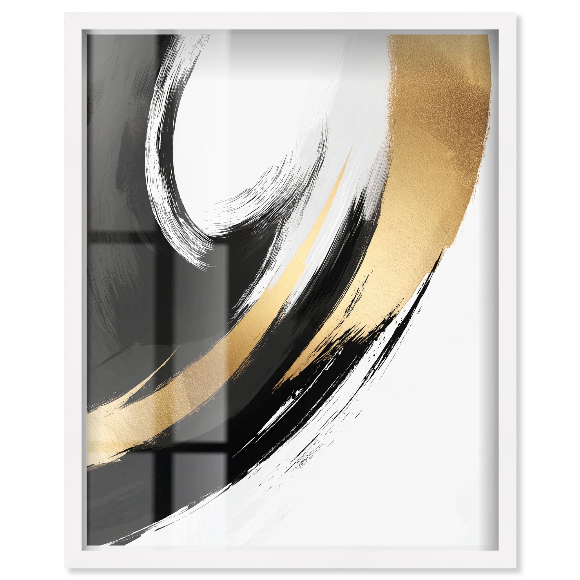 Golden Swirl I Black Gold Decor Shadowbox Print by Art Remedy