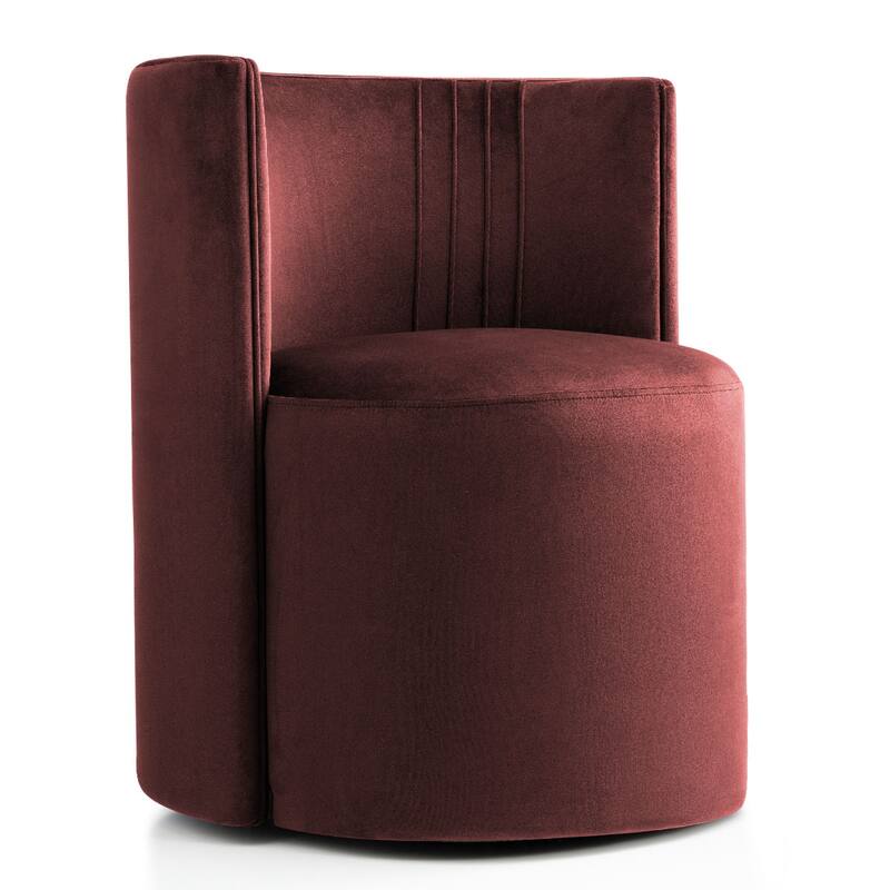 Velvet Swivel Dining Chairs with Rolling Casters, Upholstered Barrel Back Dining ArmChairs