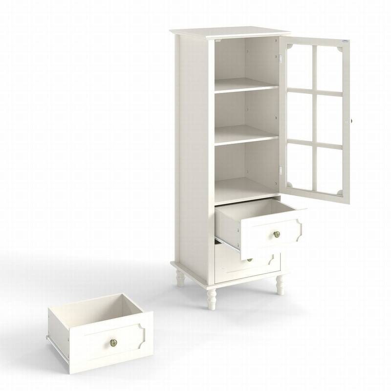 Modern 52.36" Wooden Buffet Cabinet with Glass Doors and Double Drawer for Living room, Dining Room Hallway Entryway