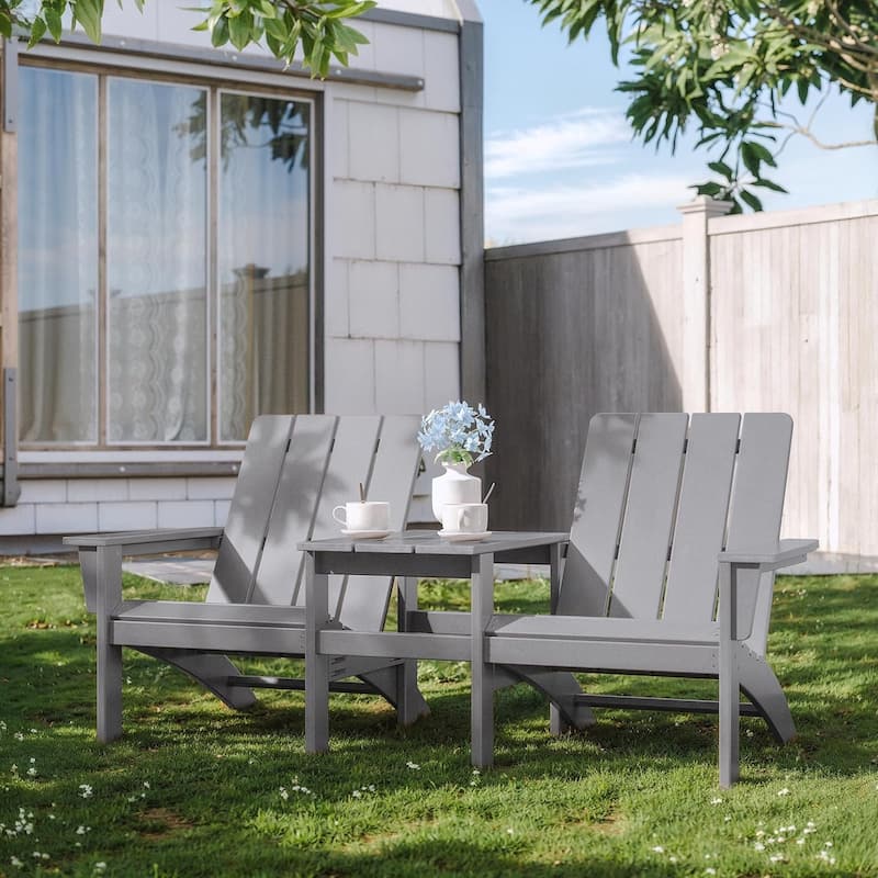 Outdoor Beach Ottoman, Sectional Adirondack Chairs Two Seat with Table - 2-in-1