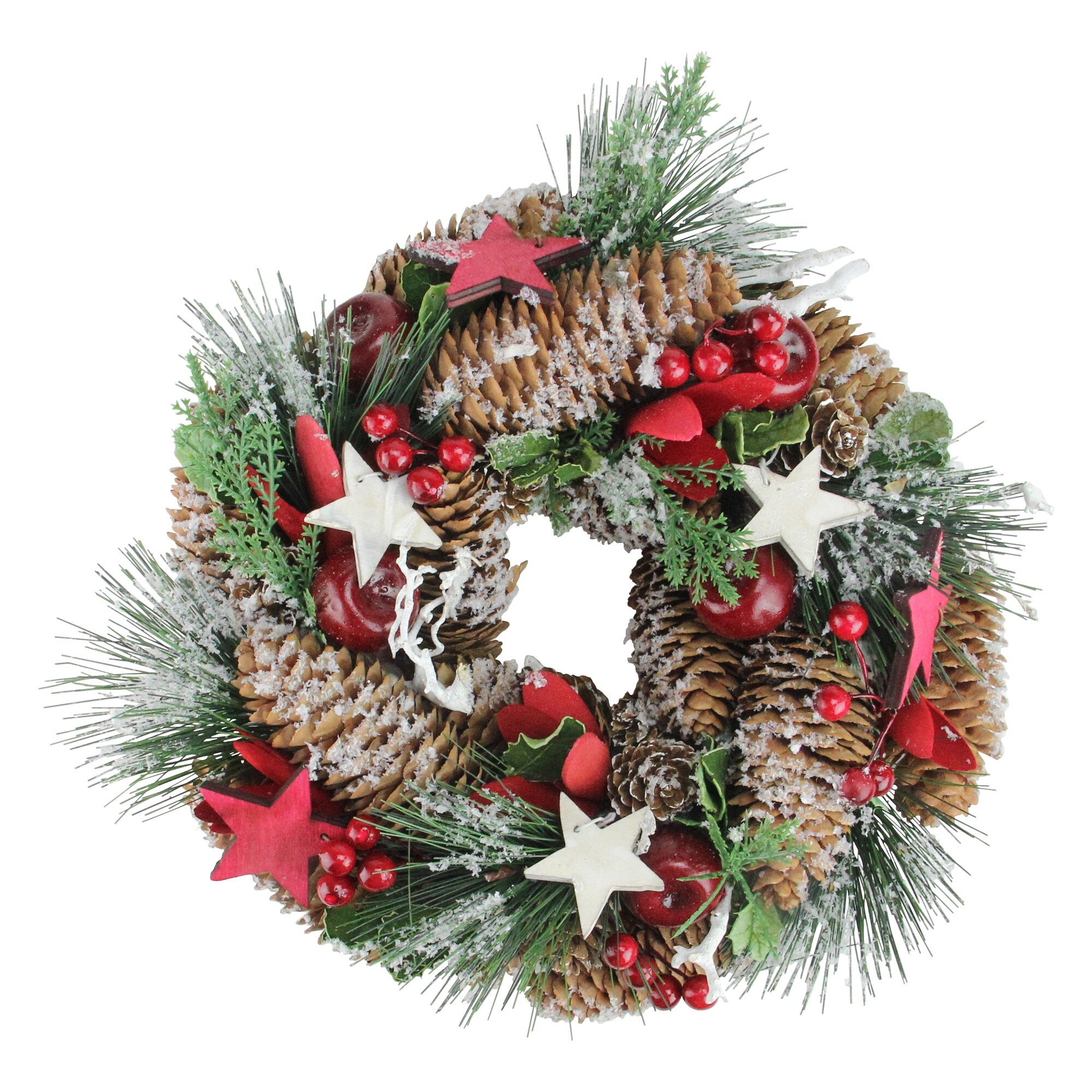 Shop 10 Red And Green Pine Cones Artificial Christmas Wreath