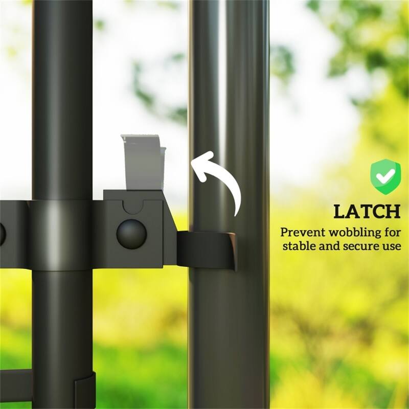 26"-47.2" Wide Galvanized Steel Adjustable Black Garden Gate Fence with Latch and Hinges - 26"-47.2" W x 70.9" H