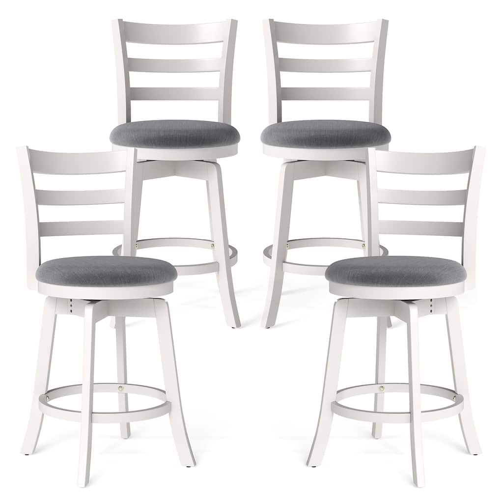 Gymax 25'' Swivel Counter Barstools Set of 4 w/Backrest & Upholstered