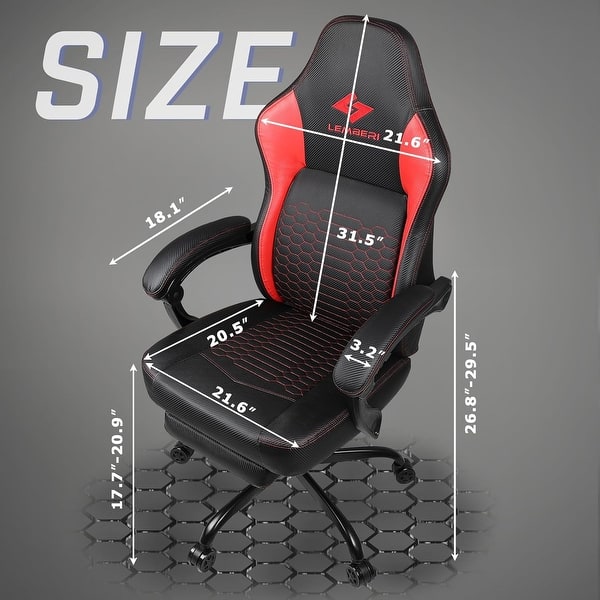 dimension image slide 2 of 4, Bossin Gaming Chairs with Footrest, Big and Tall Chair 400 Capacity, Racing Style Computer Chair with Ergonomic Lumbar Support
