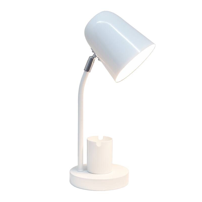 Adjustable Gooseneck Desk Lamp with Metal Shade - 15.75" - White
