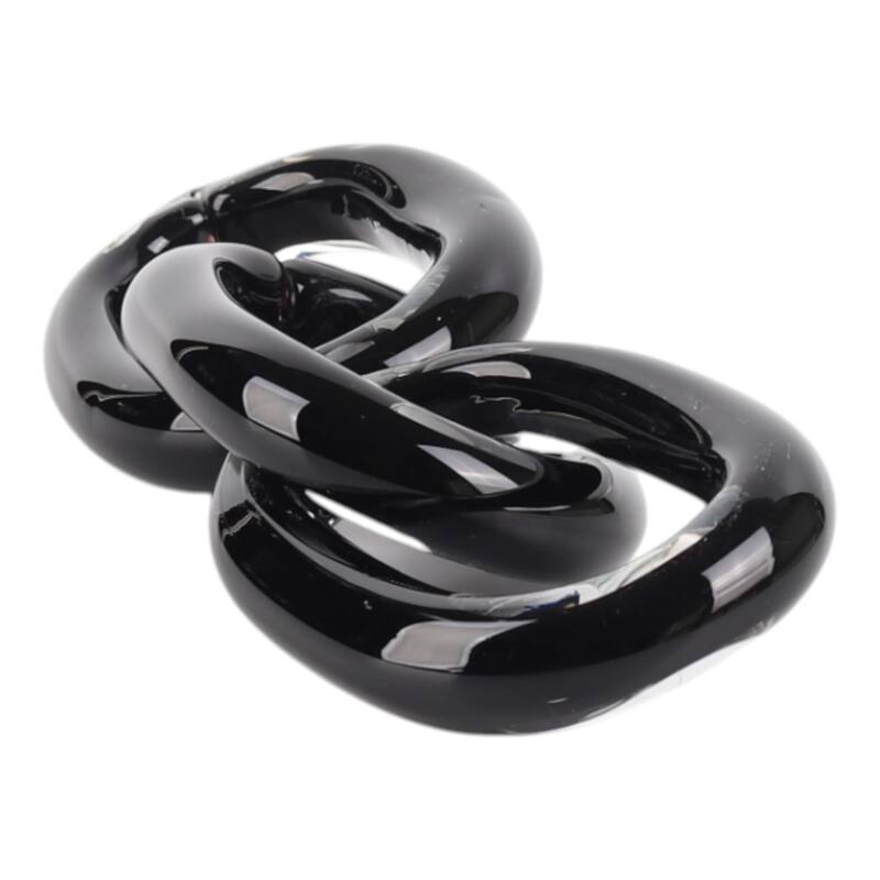 Glass Sculpture Modern Chain Link Decorative Figurine - 13" Black - 13" x 3.5" x 1"