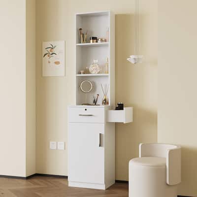 Storage Cabinet With Multi-layer Storage and Hair Desk
