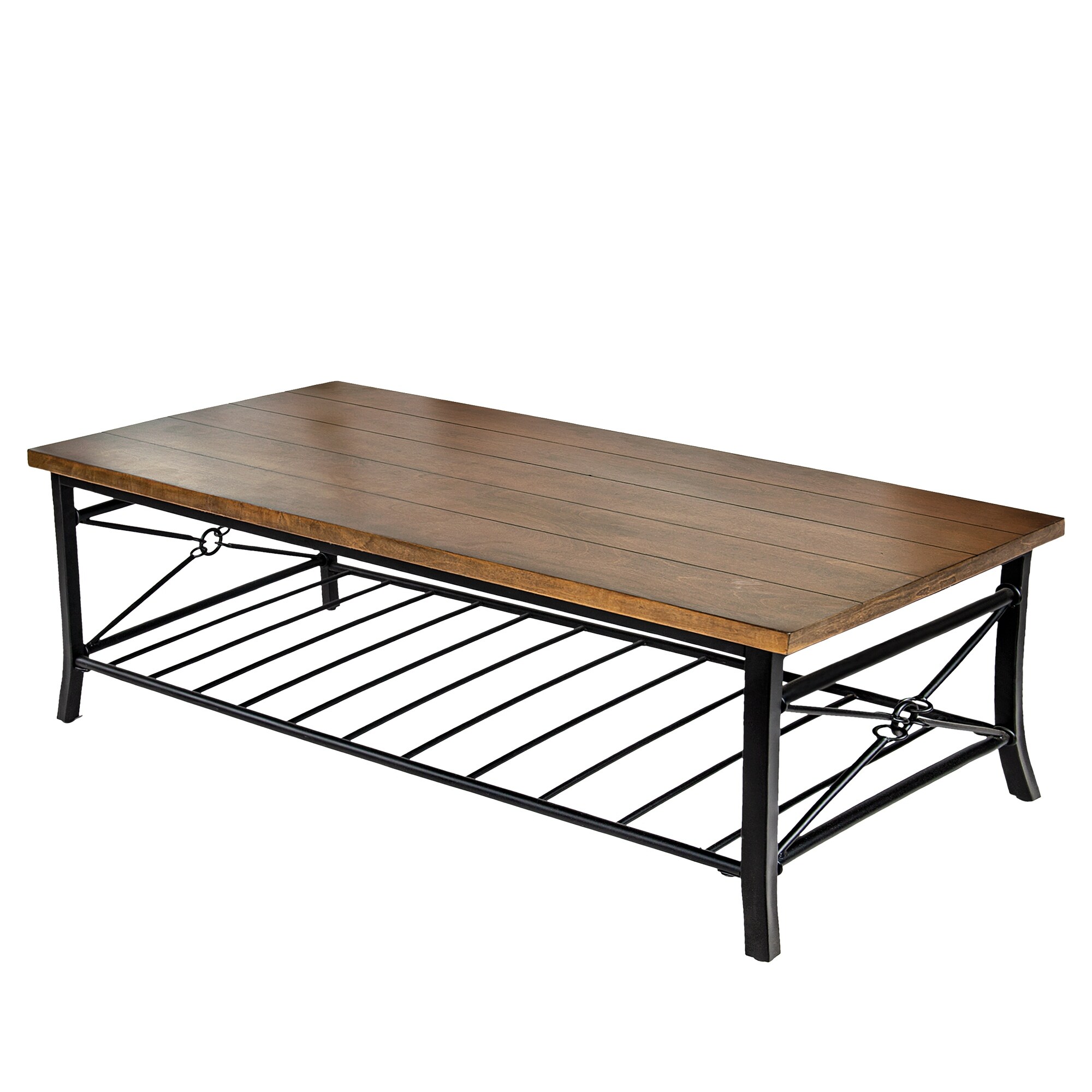 Shop Modern Farmhouse Wood Coffee Table With Metal Storage Shelf