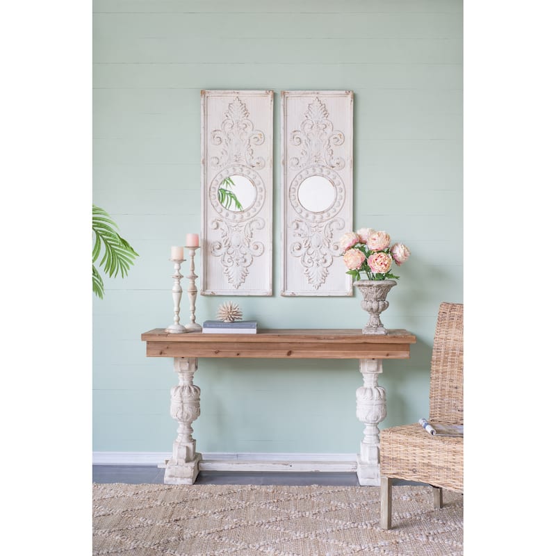 Set of 2 Large Wooden Wall Art Panels - White
