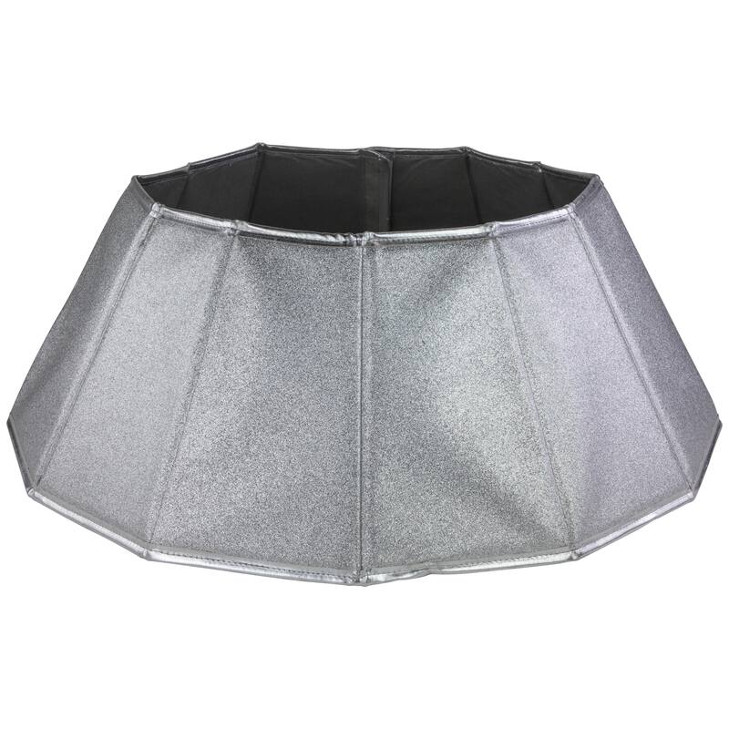 27" Shiny Silver Fabric Hexagonal Christmas Tree Collar - 27