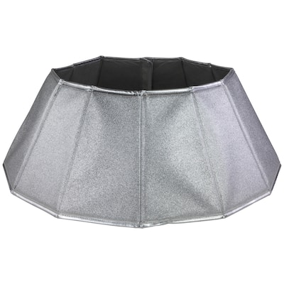 27" Shiny Silver Fabric Hexagonal Christmas Tree Collar - 27