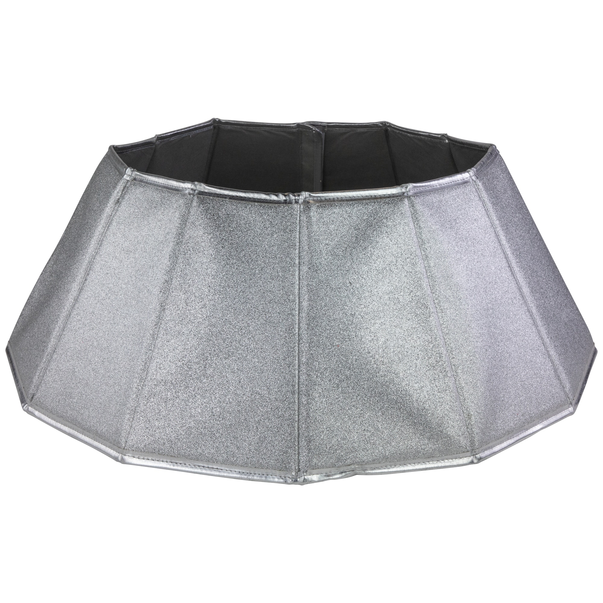 27" Shiny Silver Fabric Hexagonal Christmas Tree Collar