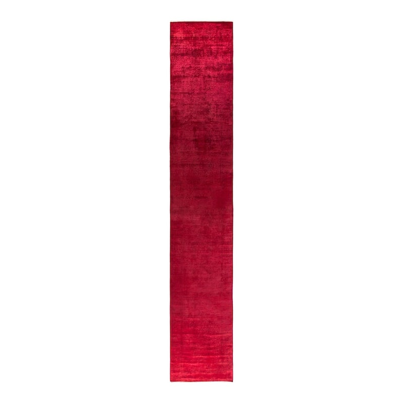 Fine Vibrance, One-of-a-Kind Hand-Knotted Runner Rug - Pink, 3' 1" x 18' 8" - 3' 1" x 18' 8"