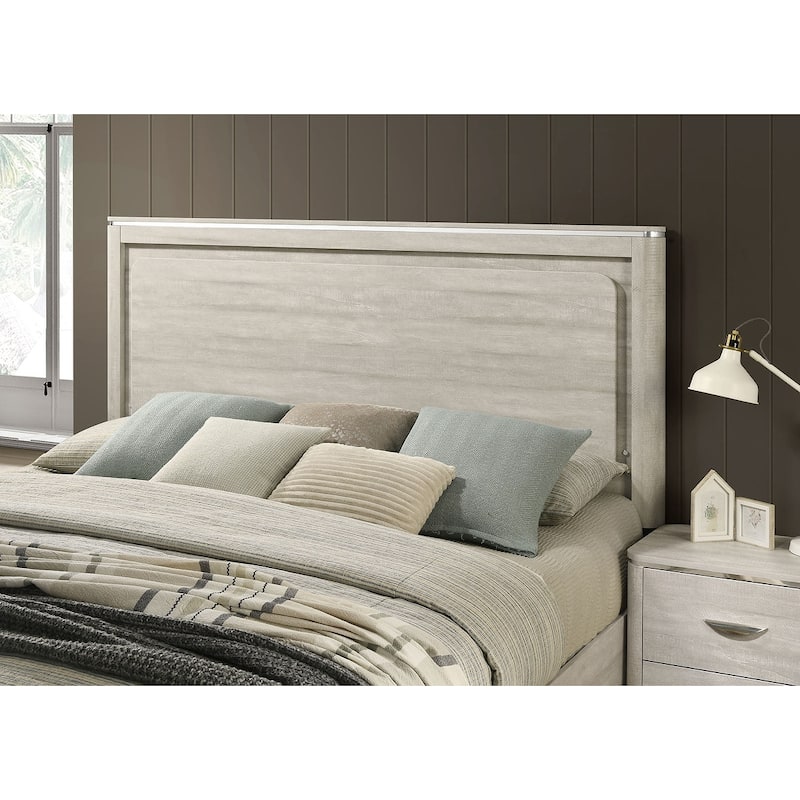Modern Dusty Gray Finish Bedroom Set with Touch-Sensor LED Headboard