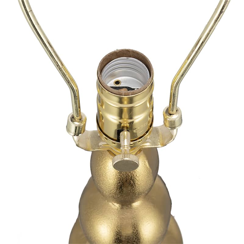 D15x29.5" Gold and White Table Lamp with Round Four Tiered Body