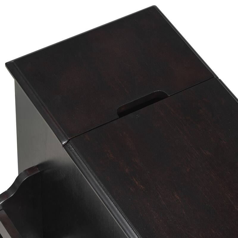 End Table Flip Top Side Table with USB Ports, One Multifunctional Drawer with cup holders, Sofa Couch Table with Bookshelf