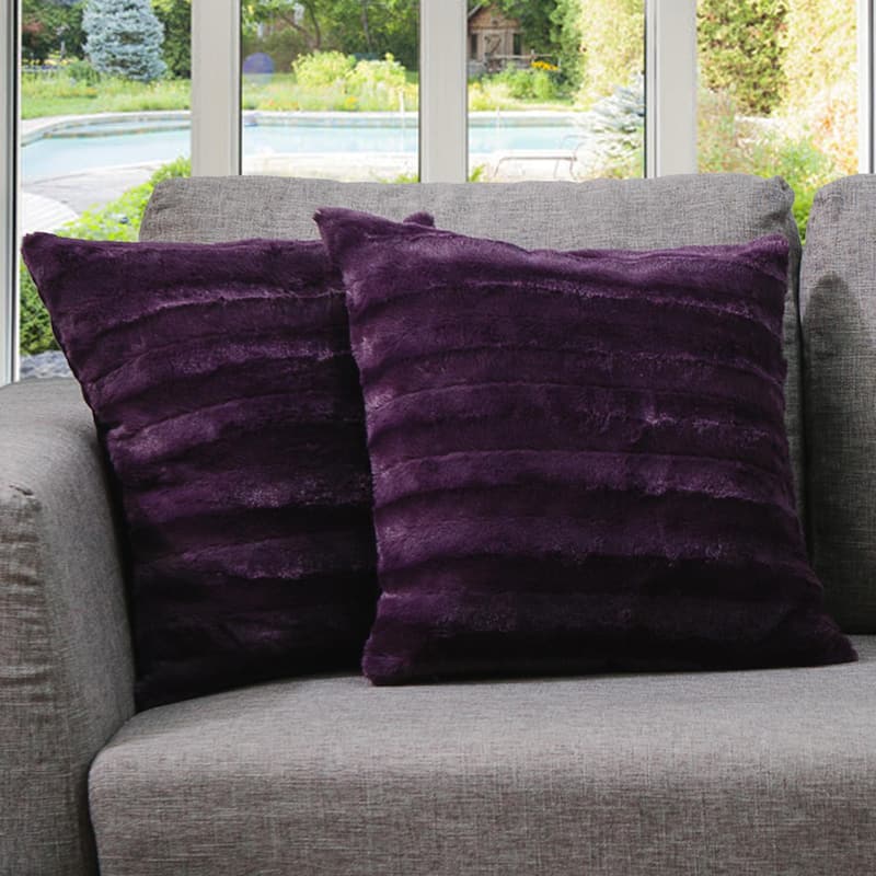 Cheer Collection Decorative Throw Pillows for Couch & Bed (Set of 2) - 18 x 18 - Purple
