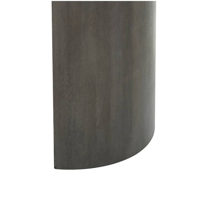 Dark Gray Mango Wood Oval Console Table with Curved Flared Legs