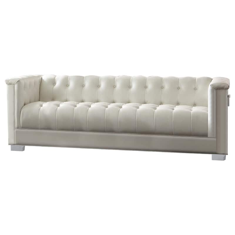 Hailey Pearl White 3-Piece Tuxedo Arms Living Room Set