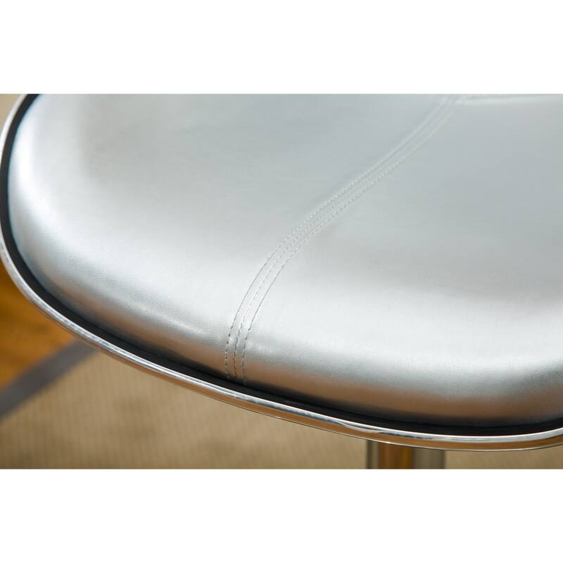 Modern Set of 2 Swivel Bar Stools with Leather Seat, Chrome Base, Height Adjustable, for Kitchen Island Dining Room