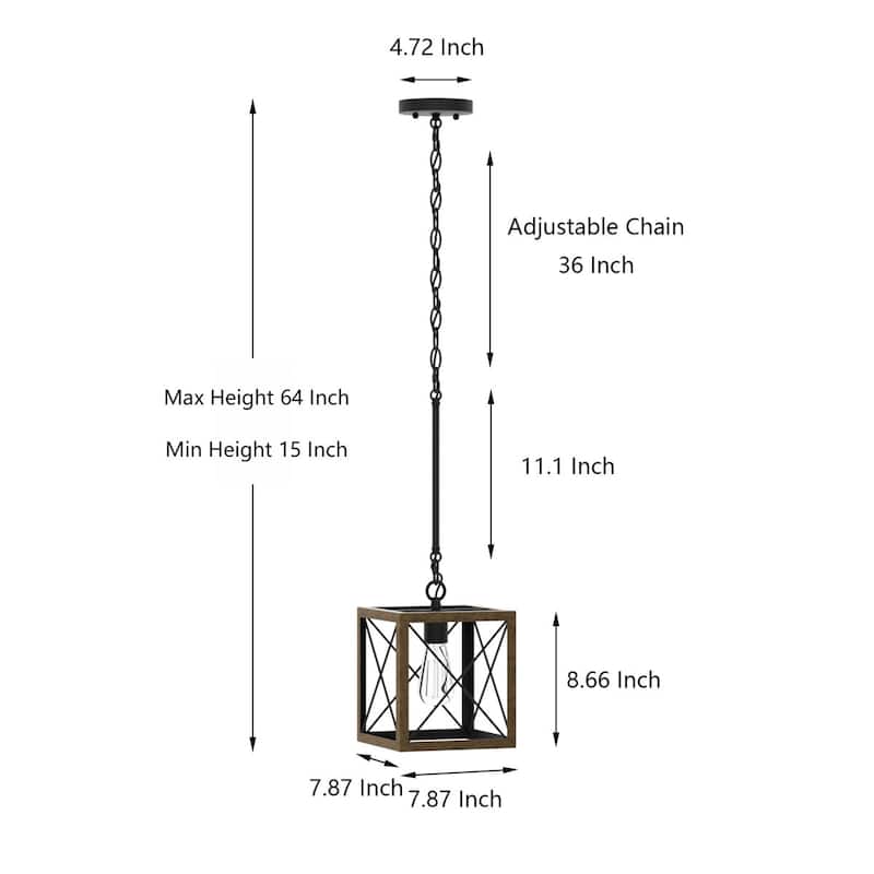 Kiro 1-light Modern Farmhouse Rectangle Pendant Light with UL Certified