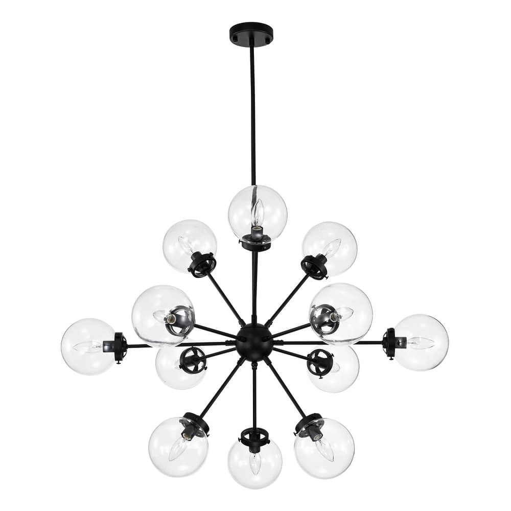 Masakee 12-light Sputnik Metal Chandelier with Clear Glass Globe Shades