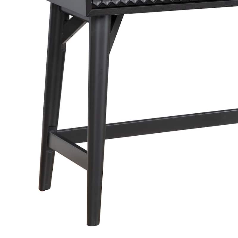 Writing Desk with 2 Drawers and Wooden Frame, Black