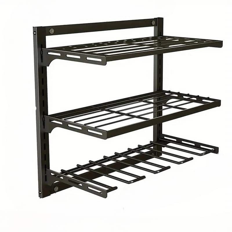 3-Tier Adjustable Garage Storage Rack - Black