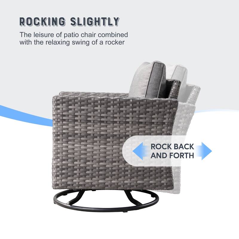 OVIOS 7-piece Wicker Sectional Sofa Swivel Rocking Chair Set
