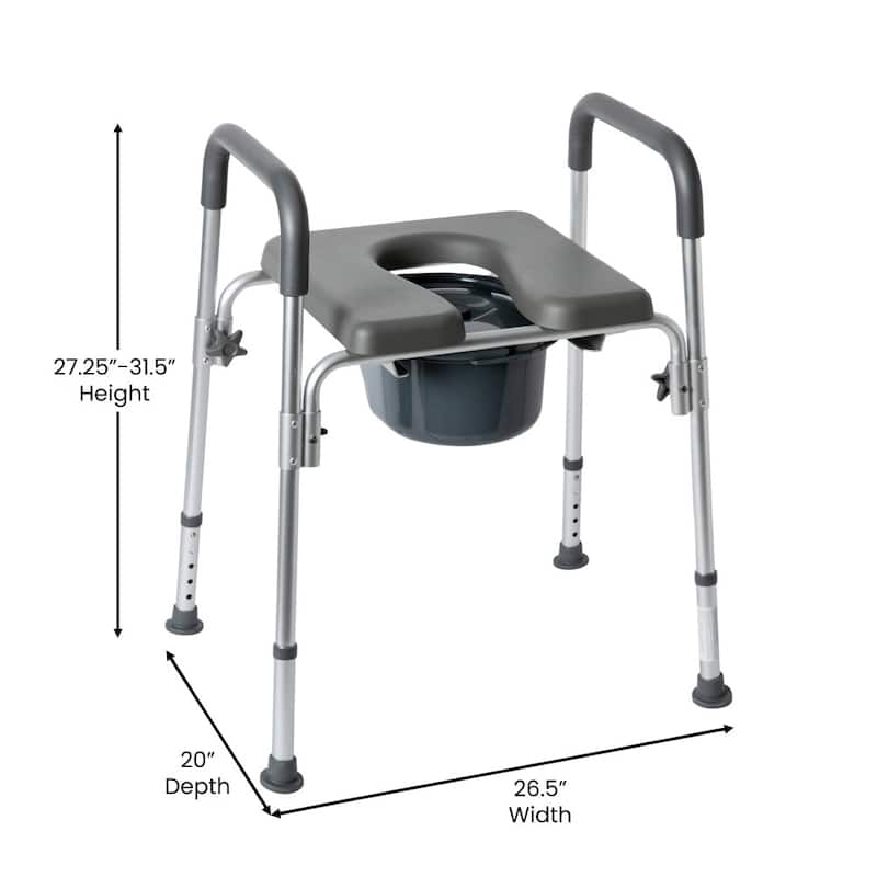 Height Adjustable Multifunctional Heavy Duty Commode and Shower Chair