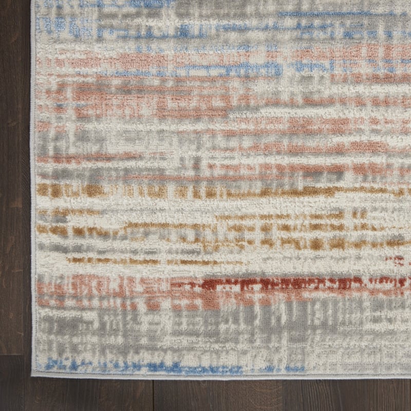 Fozid Power Loomed Abstract Modern Non Skid Stain Resistant Area Rug By HomeRoots - 90' X '27' X '0.25