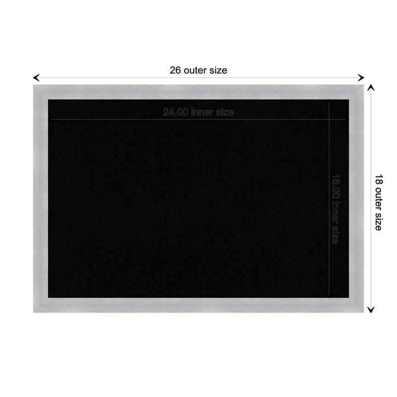 Grace Narrow Framed Black Corkboard Bulletin Board - Grace Brushed Nickel Narrow - Board Size 24x16